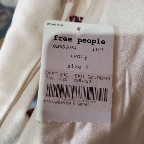 New FREE PEOPLE S Gemma Watercolor Floral Choker Neck Open Back Tunic Mini Dress - Picture 5 of 5